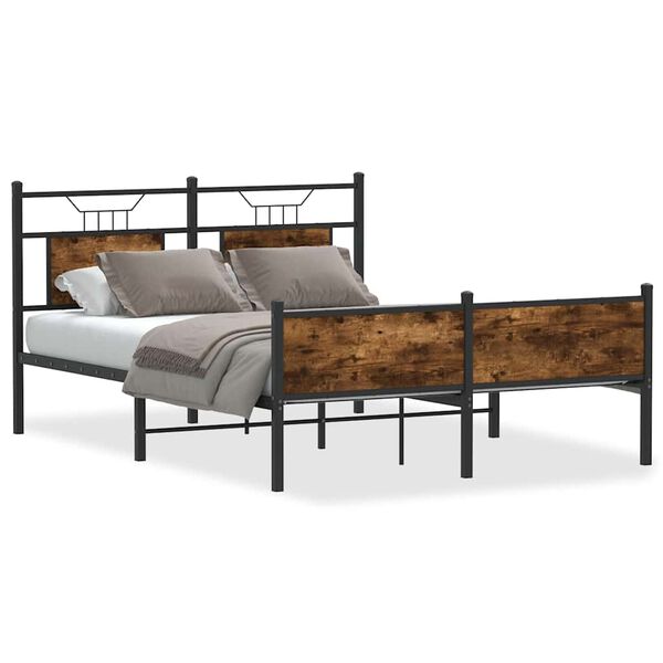 vidaXL Bedframe zonder matras hout gerookt eikenkleurig 140x190 cm
