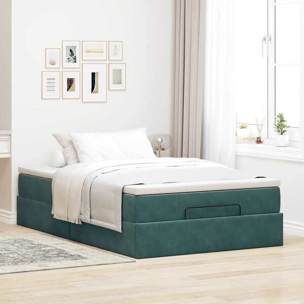 vidaXL Ottoman bed met matras 120x200cm fluweel donkergroen