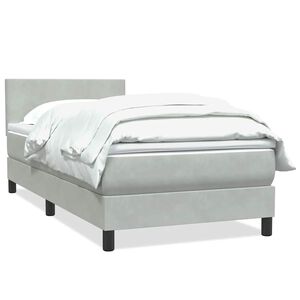 vidaXL Boxspring met matras fluweel lichtgrijs 80x220 cm