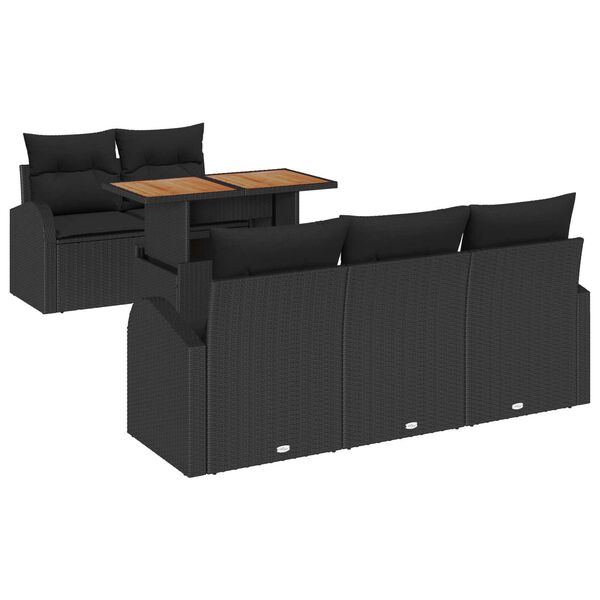 vidaXL Tuin Sofa Set met kussen 6 pcs Zwart