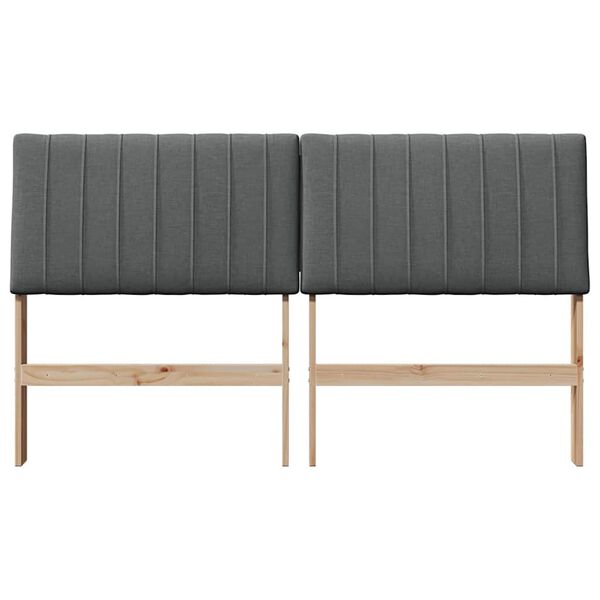 vidaXL Gestoffeerd hoofdbord Donkergrijs 150 cm Massief grenenhout