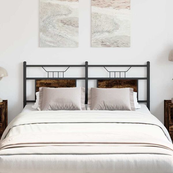 vidaXL Hoofdeinde 137 cm spaanplaat 137 cm gerookt eikenhout en staal