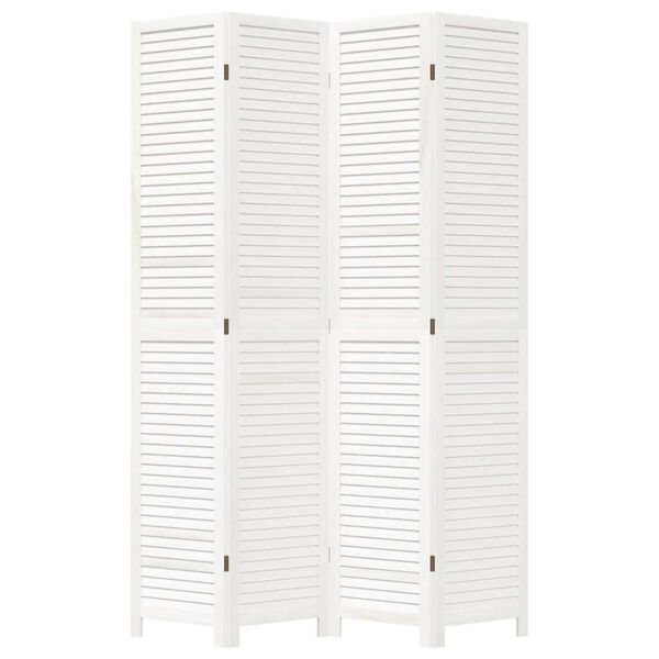 vidaXL Kamerscherm met 4 panelen massief paulowniahout wit