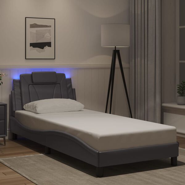 vidaXL Bedframe "Viana" met LED zonder matras grijs 90x200 cm