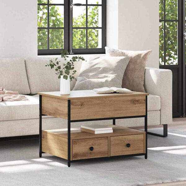 vidaXL Salontafel Artisan Eiken 70 x 50 x 54,5 cm Bewerkt hout