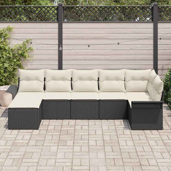 vidaXL Tuin Sofa Set met kussen Zwart poly rattan
