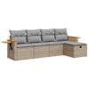 vidaXL 5-delige Loungeset met kussens poly rattan beige