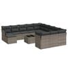 vidaXL 13-delige Loungeset met kussens poly rattan grijs