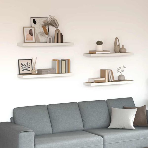 vidaXL Wandschappen zwevend 4 st 80x23,5x3,8 cm MDF eikenkleurig wit
