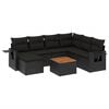 vidaXL 8-delige Loungeset met kussens poly rattan zwart
