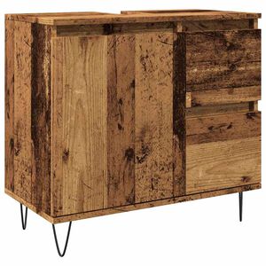 vidaXL Badkamerkast 65x33x60 cm bewerkt hout oud houtkleurig