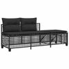 vidaXL 3-delige Loungeset met kussens poly rattan zwart