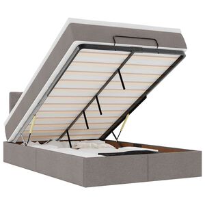 vidaXL Bed poef met matras en LED's 120x190 cm stof taupe