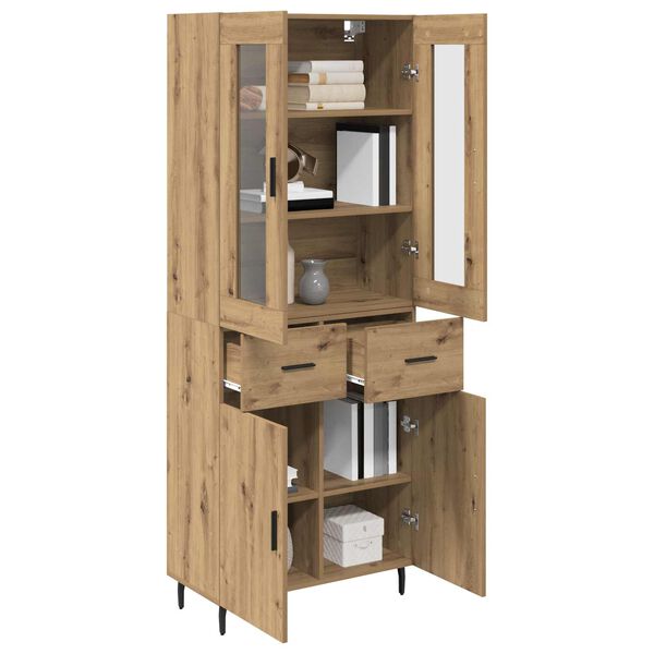vidaXL Hoge kast met lade 2 pcs Artisan Eiken Bewerkt hout