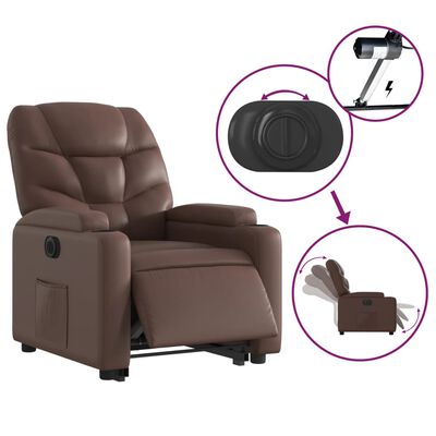 vidaXL Sta-op-stoel elektrisch kunstleer bruin