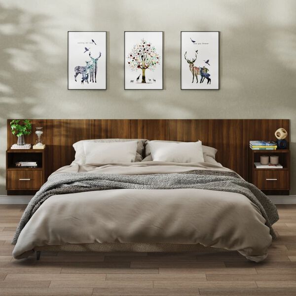 vidaXL Nachtkastjes 2 st wandgemonteerd bruin eikenkleur