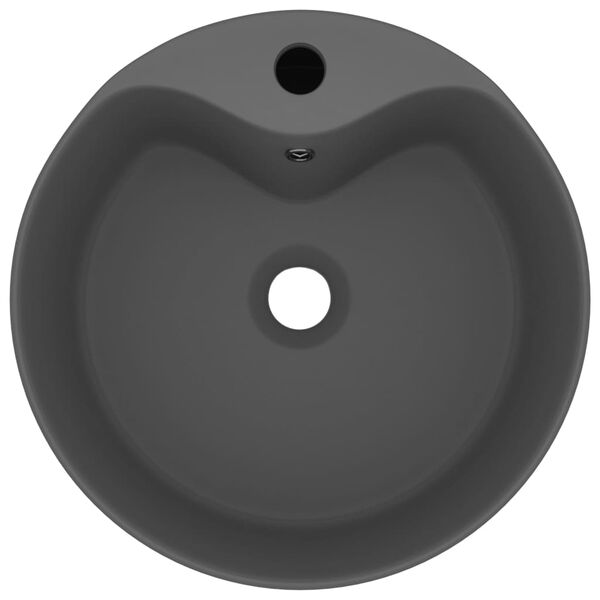 vidaXL Wastafel met overloop 36x13 cm keramiek mat donkergrijs