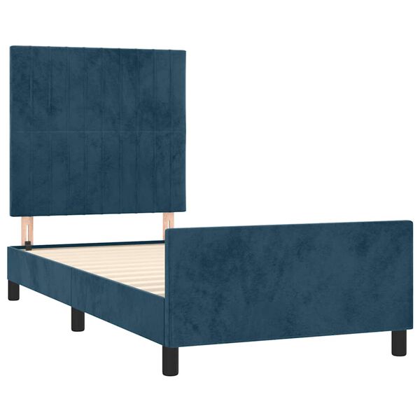 vidaXL Bedframe zonder matras 90x190 cm fluweel donkerblauw