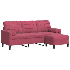 vidaXL Driezitsbank met voetenbank 180 cm fluweel wijnrood
