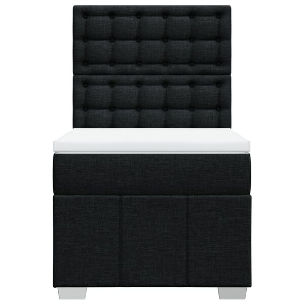 vidaXL Boxspring met matras stof zwart 100x200 cm