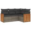 vidaXL 4-delige Loungeset met kussens poly rattan grijs
