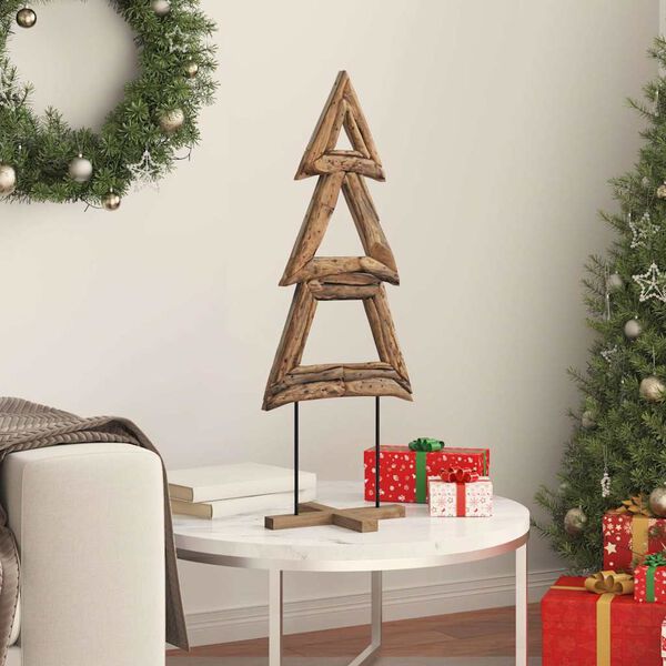 vidaXL Kerstboom met standaard Bruin 90 cm Massief teakhout