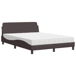 vidaXL Bed met matras "Dover" stof donkerbruin 140x200 cm