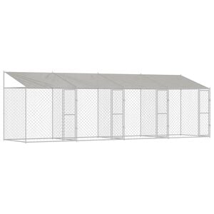 vidaXL Hondenkooi met Dak zilver 800 x 200 x 256 cm Staal en PE