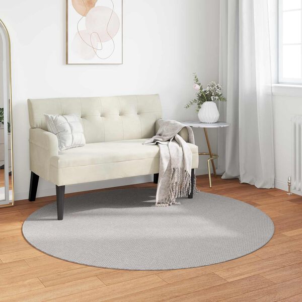 vidaXL Vloerkleden Rond LUGO Cr&egrave;me en Grijs &Oslash; 200 CM Polyester