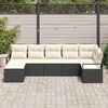 vidaXL Bankstel met kussen 7 pcs Zwart poly rattan