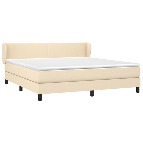 vidaXL Boxspring met matras stof cr&egrave;mekleurig 180x200 cm