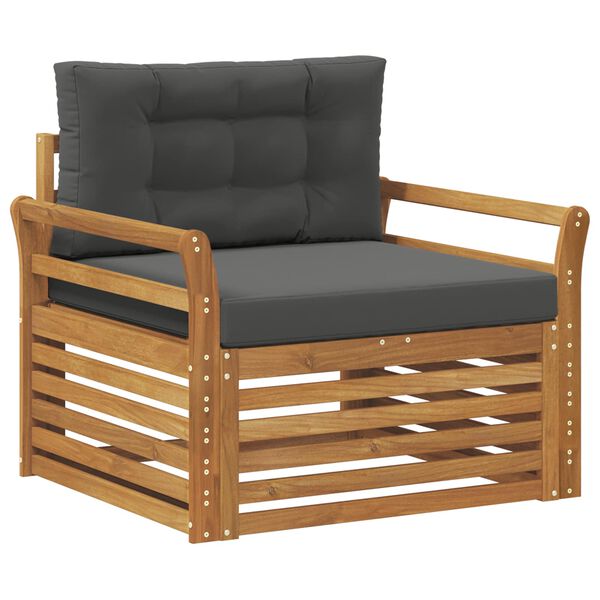 vidaXL Buiten bankenset Massief Acaciahout en Polyester Naturel