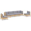 vidaXL 6-delige Loungeset met grijze kussens grenenhout