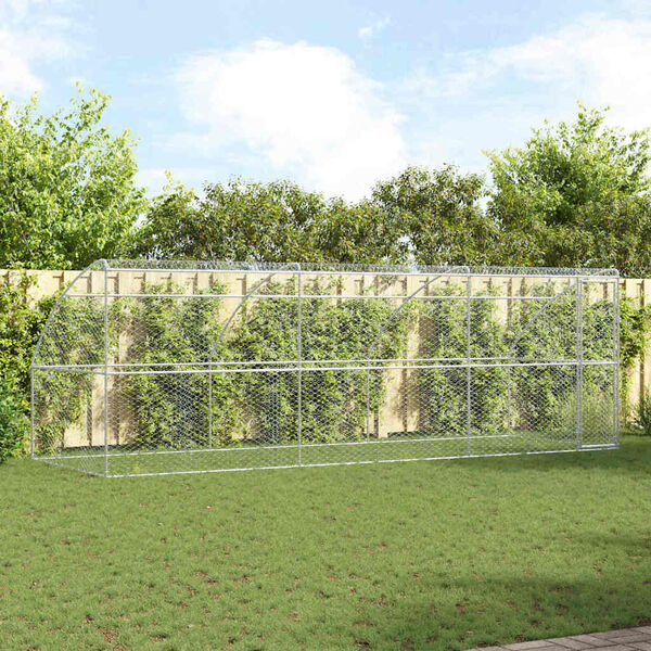 vidaXL Hondenhok 3 pcs Zilver 6 x 2 x 2 m Gegalvaniseerd staal