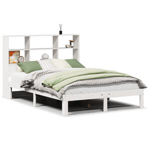 vidaXL Bed met boekenkast zonder matras grenenhout wit 120x190 cm