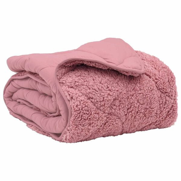 vidaXL Vol jaar dekbed Roze 155 x 200 cm Microfiber en Teddy fleece