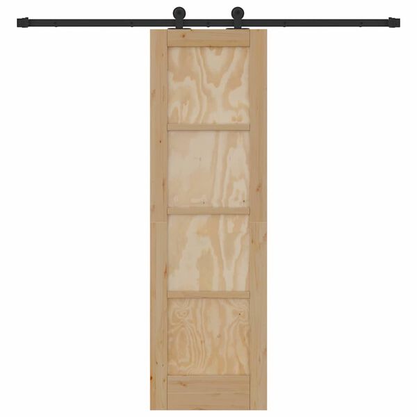 vidaXL Schuifdeur Natuurlijk en Zwart 61 x 198,5 cm Massief grenenhout