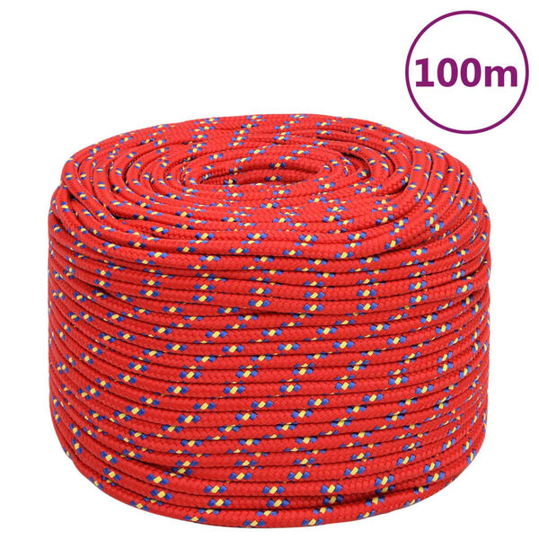 vidaXL Boottouw 10 mm 100 m polypropyleen rood
