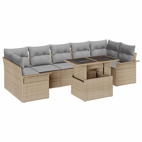 vidaXL Tuin Sofa Set met kussen 8 pcs Beige Poly riet