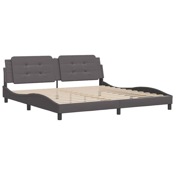 vidaXL Bedframe zonder matras "Zadar" kunstleer grijs 200x200 cm