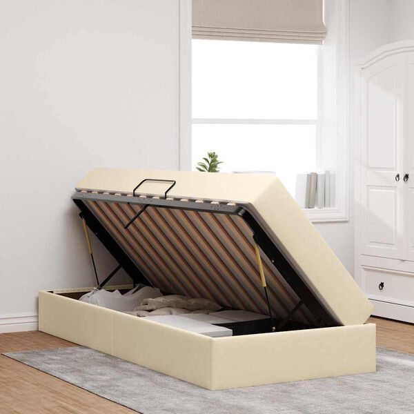 vidaXL Opbergbed met matras met matras Cr&egrave;me 90 x 190 cm Polyester