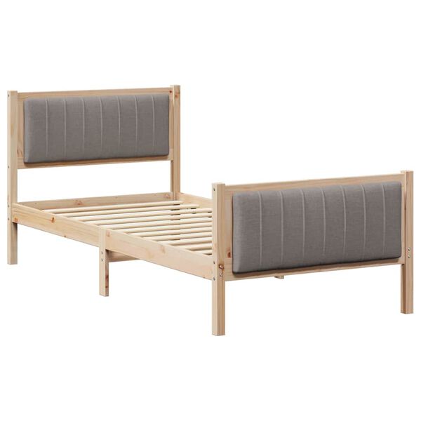 vidaXL Bedframe Bruin en taupe 90 x 190 cm Massief grenenhout