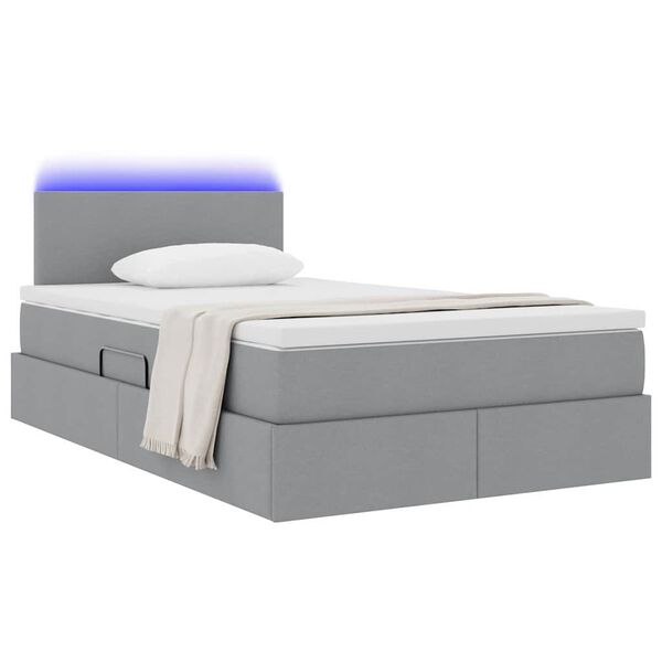 vidaXL Opbergbed met LED met matras Lichtgrijs 120 x 190 cm Stof