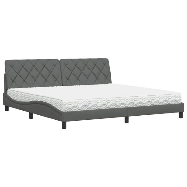vidaXL Bed met matras stof donkergrijs 200x200 cm