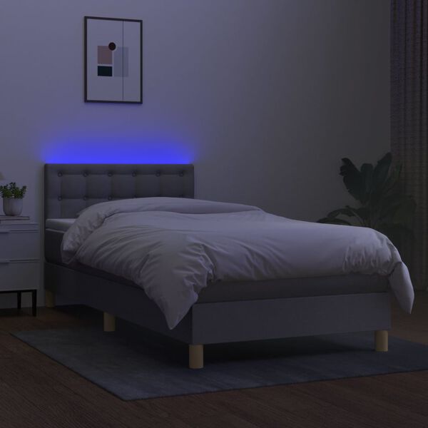 vidaXL Boxspring met matras en LED stof lichtgrijs 100x200 cm