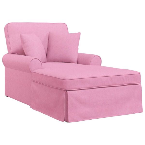 vidaXL Chaise Lounge met Rok met kussen Roze 91 x 157 x 91 cm Stof