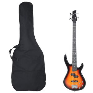 vidaXL Basgitaar voor beginners elektrisch met tas 4/4 46" bruin zwart