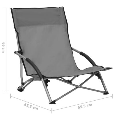 vidaXL Strandstoelen 2 st inklapbaar stof grijs