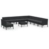 vidaXL 12-delige Loungeset met kussens poly rattan zwart