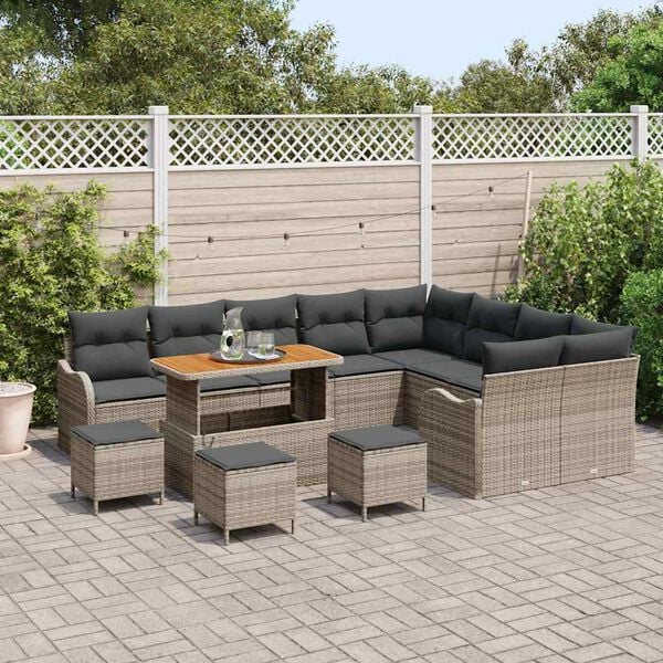 vidaXL Tuin Sofa Set 13 pcs Grijs poly rattan